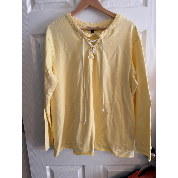 Lane  Bryant, User: None Sweaters - Lane  Bryant, User: None Yellow Lace-Up Longsleeve Sweatshirt
